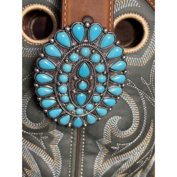 TURQUOISE CONCH WESTERN SILVER BELT ADJUSTABLE BUCKLE MEN WOMEN Father’s Day dad - Picture 3 of 10